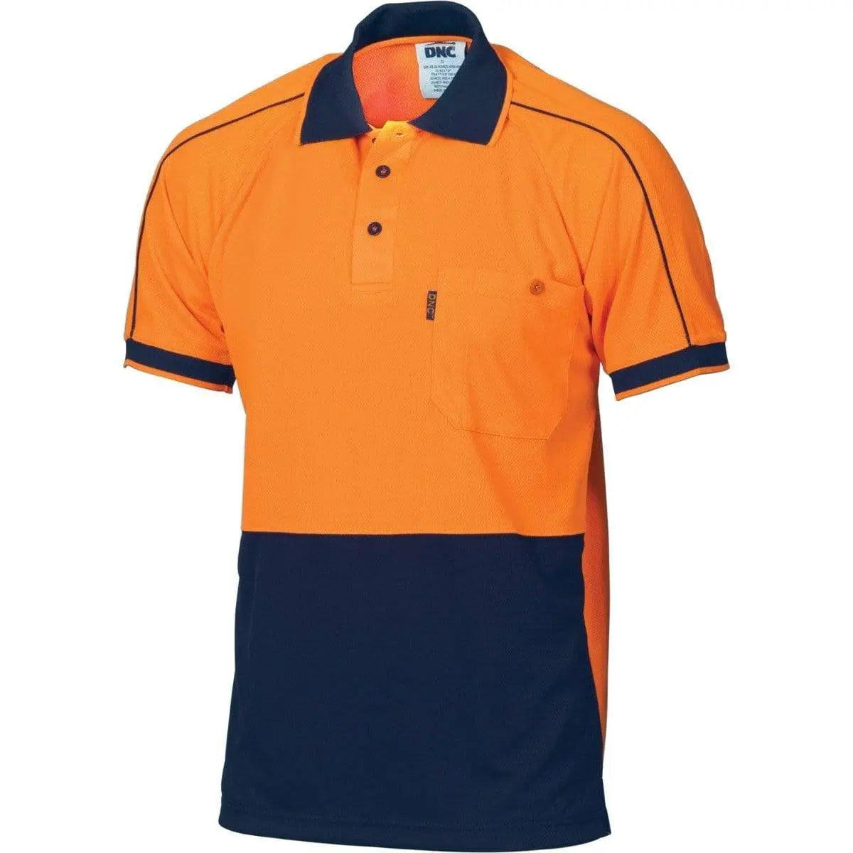 Dnc Workwear Hi-vis Cool-breathe Double Piping Short Sleeve Polo - 3753 Metro Workwear.